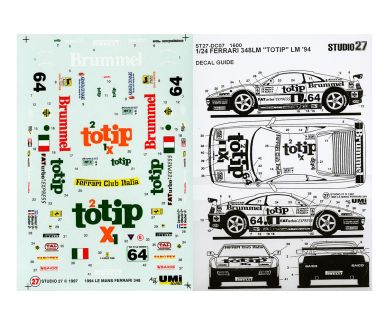 Ferrari 348 LM "totip" Le Mans 24 Hours 1994 1/24 Decal - Studio27 - DC007