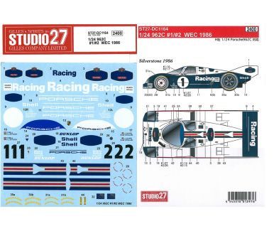 Porsche 962C #1 #2 WEC 1986 1/24 - Studio27 - ST27-DC1164