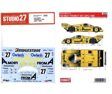 Porsche 962C "From A" JSPC 1988 1/24 Decal - Studio27 - DC1171