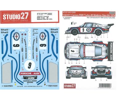 Porsche Carrera RSR Turbo Watkins Glen 6 Hours 1974 1/24 Decal - Studio27 - DC1205