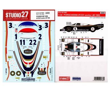 Porsche 956 Long Tail "Rothmans-Works" Le Mans 240 Hours 1982 1/24 Decal - Studio27 - DC766
