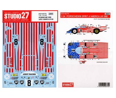Porsche 956 "Spirit of America" Le Mans 24 Hours 1986 1/24 Decal - Studio27 - DC774